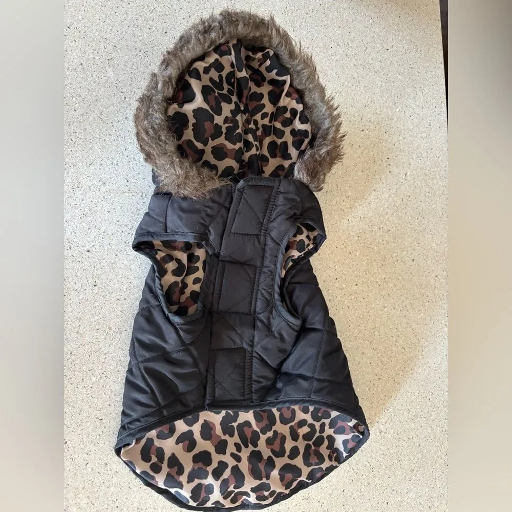 Dog Quilted Black Jacket with Hood by Barkeley and Finn